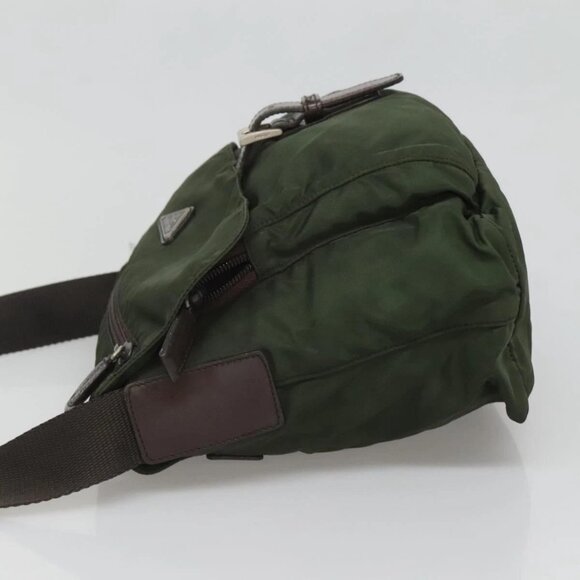 PRADA Shoulder Bag Nylon Khaki Silver Auth - Picture 4 of 16